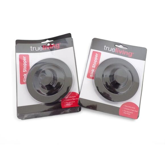 (2) True Living Rubber Sink Stoppers Easy Grip Knob Standard Sinks - Picture 2 of 3